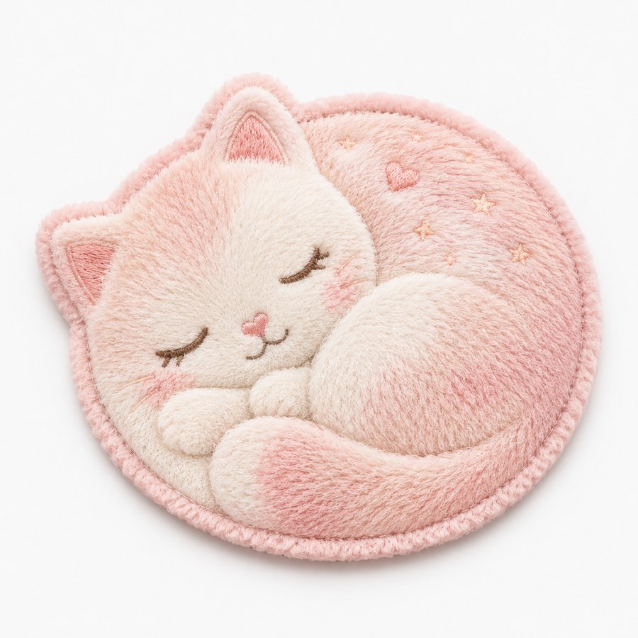 고양이 코스터 · 분홍 달